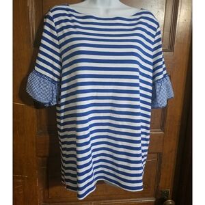 Rafaella Weekend Striped Mixed Media Top